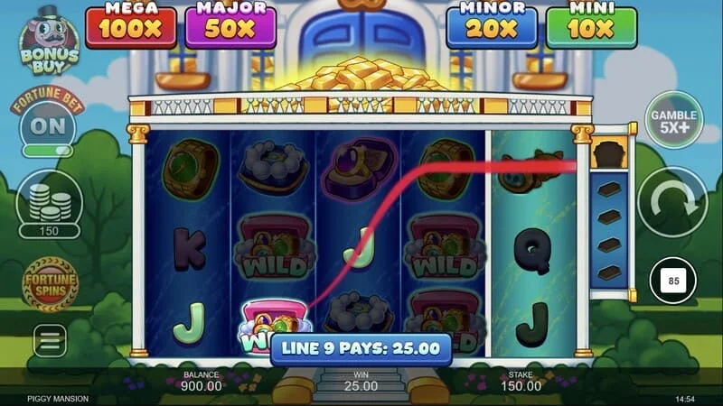 Piggy Mansion – készpénz begyűjtése a Collector szimbólummal